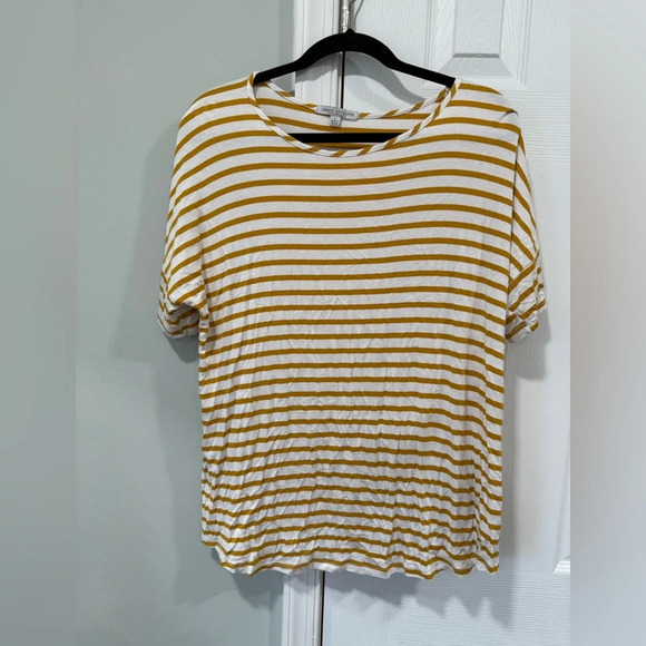 Green Envelope Los Angeles Women’s Large Short sleeve top yellow and white - Picture 1 of 3